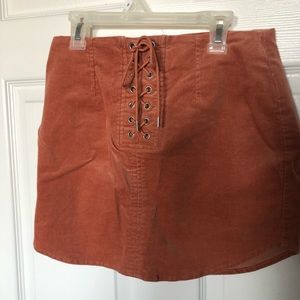 Corduroy lace up skirt.